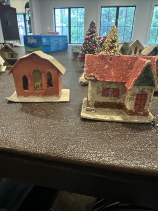 20 Christmas House Church Ornaments Lot Putz Glitter Japan...